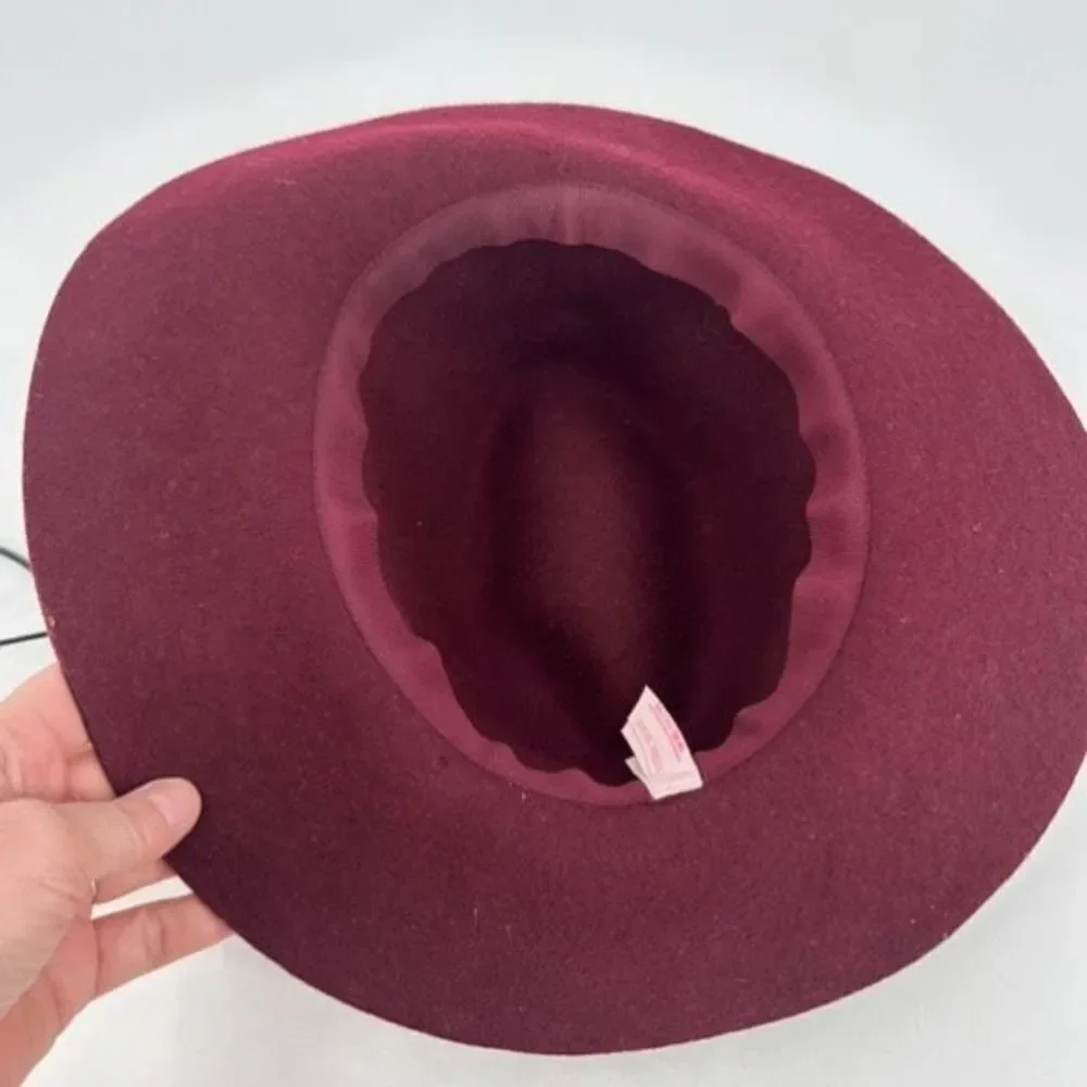 Vintage Victoria Secret Wide Brim Wool Floppy Brim Hat Wine‎ Burgundy elegant